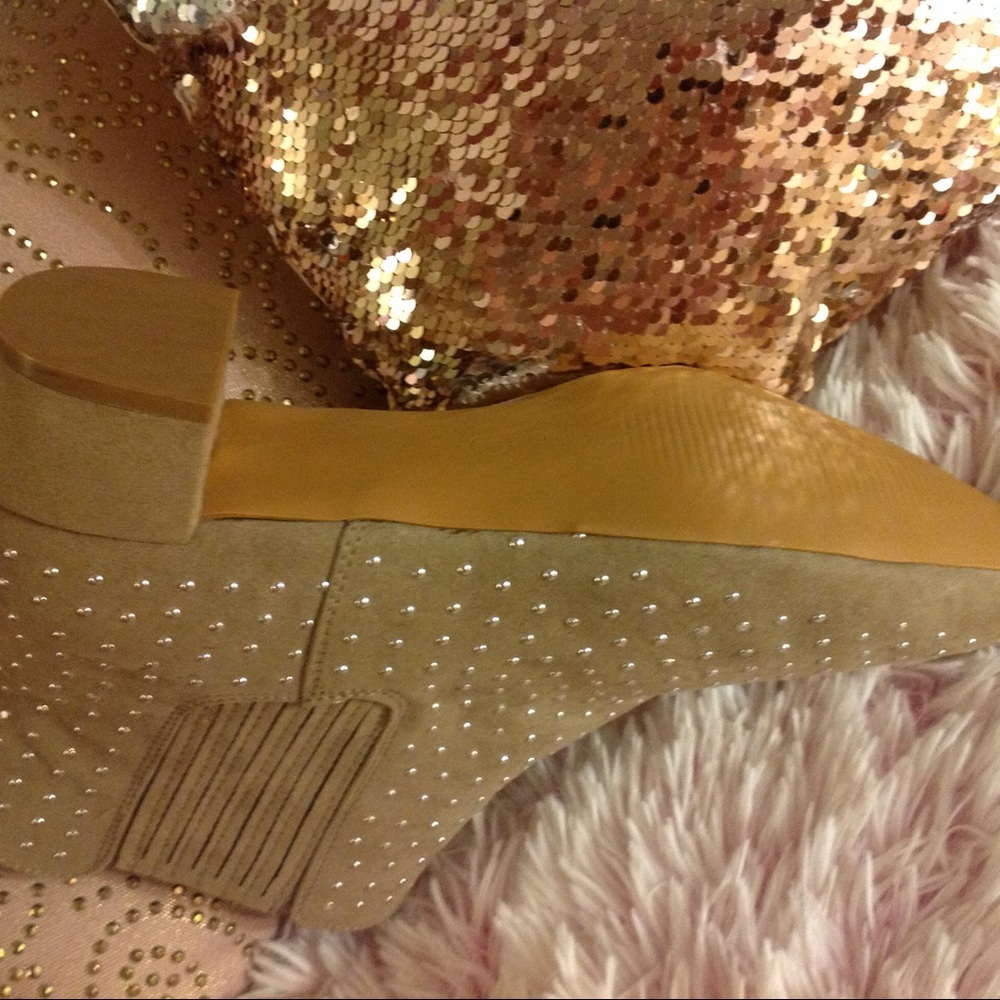 Brand New Nude Taupe & Silver Stud Boots 11 12 - Picture 5 of 5